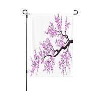 Bandiera da giardino bifacciale con motivo di ciliegi in fiore, realizzata in resistente materiale PC, adatta a tutte le stagioni per prato, portico e giardino.