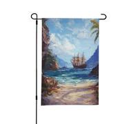 Bandiera da giardino bifacciale con paesaggio dell'isola di San Juan, decorazione per esterni da 12 x 18 pollici