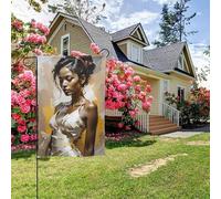 Bandiera da giardino bifacciale con ragazza nera astratta africana, decorazione per esterni da 28x40 pollici