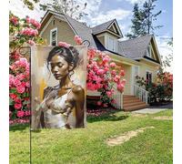Bandiera da giardino bifacciale con ragazza nera astratta africana, stile A, decorazione per esterni da 28x40 pollici