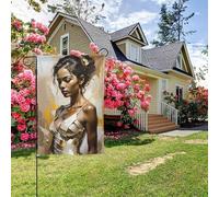 Bandiera da giardino bifacciale con ragazza nera astratta africana, stile B, decorazione per esterni da 28x40 pollici