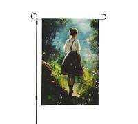 Bandiera da giardino bifacciale con scritta "Bambina nel bosco", decorazione per esterni da 12 x 18 pollici