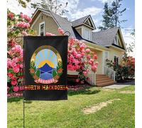 Bandiera da giardino bifacciale con stemma della Macedonia del Nord, decorazione per esterni da 28x40 pollici