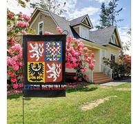 Bandiera da giardino bifacciale con stemma della Repubblica Ceca, decorazione per esterni da 28x40 pollici