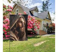 Bandiera da giardino bifacciale "Credi in Dio Gesù" in stile A, decorazione per esterni da 28x40 pollici