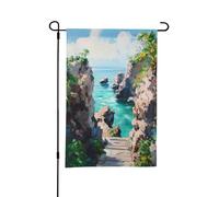Bandiera da giardino bifacciale in stile paesaggio dell'isola di San Juan, decorazione per esterni da 12 x 18 pollici