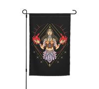 Bandiera da giardino bifacciale "La strega con le fiamme nelle sue mani", 12x18 pollici, bandiera stagionale per fattoria, cortile, casa, arredamento per esterni