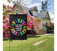 Bandiera da giardino bifacciale "Qualunque colore cancro fa schifo", decorazione per esterni da 28x40 pollici