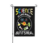 Bandiera da giardino bifacciale "Scienza come magia", realizzata in resistente materiale PC, adatta a tutte le stagioni per prato, portico e giardino.