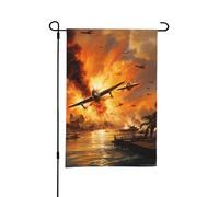 Bandiera da giardino bifacciale stile B con poster dell'attacco giapponese a Pearl Harbor, decorazione da esterno per cortile, 12 x 18 pollici