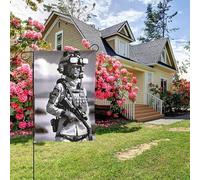 Bandiera da giardino bifacciale stile B con tema "Sparatoria dell'esercito americano", decorazione per esterni da 28x40 pollici