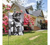 Bandiera da giardino bifacciale stile C con tema "Sparatoria dell'esercito americano", decorazione per esterni da 28x40 pollici