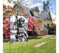 Bandiera da giardino bifacciale stile D con tema "Sparatoria dell'esercito americano", decorazione per esterni da 28x40 pollici