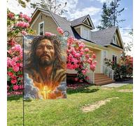 Bandiera da giardino bifacciale stile E con murale cristiano "Divina Misericordia di Dio", decorazione per esterni da 28x40 pollici