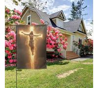 Bandiera da giardino bifacciale stile K con murale cristiano "Divina Misericordia di Dio", decorazione per esterni da 28x40 pollici