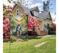 Bandiera da giardino bifacciale stile N con murale cristiano "Divina Misericordia di Dio", decorazione per esterni da 28x40 pollici