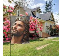 Bandiera da giardino bifacciale stile P con murale cristiano "Divina Misericordia di Dio", decorazione per esterni da 28x40 pollici