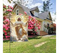Bandiera da giardino bifacciale stile Q con murale cristiano "Divina Misericordia di Dio", decorazione per esterni da 28x40 pollici