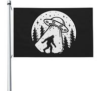 Bandiera Da Giardino Bigfoot Ufo Abduction Garden Flag Lavabile Bandiera Da Cortile Durevole Bandiere Decorative Per Esterno Feste Festival 90X152CM
