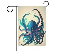 Bandiera da giardino blu e viola con polpo per casa, prato, cartello di benvenuto, striscione su entrambi i lati, piccole bandiere personalizzate per piscina, cortile, decorazione da parete per la