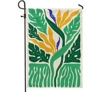 Bandiera da giardino botanico, design con foglie tropicali verdi, decorazione per esterni, bandiera da cortile in iuta su entrambi i lati, per la primavera e l'estate, decorazione per la casa, 30,5 x