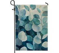 Bandiera da giardino botanico primaverile ed estivo, bandiere blu a foglia verde per la casa, bandiera da giardino in tessuto su entrambi i lati, decorazione per prato esterno, 30,5 x 45,7 cm