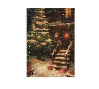 Bandiera da giardino, Buon Natale nel folk tradizionale, stampa su entrambi i lati, per feste in cortile, decorazione stagionale all'aperto, piccola decorazione in iuta 30,5 x 45,7 cm