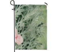 Bandiera Da Giardino Cactus Modern Classy Flower Botanical Watercolor Spring Green Pink Garden Flag Colore Vivido Bandiere Decorative Resistente Al Sole Bandiera Da Cortile Per Feste 30X45CM