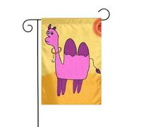Bandiera da giardino cammello nel deserto dei cartoni animati Stampe Bandiere decorative principalmente per cortili, giardini, vasi di fiori, terrazza, balcone. 30,5 x 45,7 cm