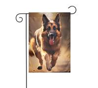 Bandiera da giardino Cane da pastore tedesco Correre Bandiere decorative principalmente per terrazze, giardini, vasi da fiori, terrazza, balcone. 30,5 x 45,7 cm