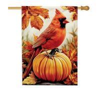 Bandiera da giardino cardinale autunnale, striscione decorativo per la casa con zucca arancione uccello, bandiera da cortile in iuta su entrambi i lati, decorazione stagionale per esterni, 71 x 101 cm