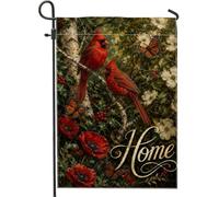 Bandiera da giardino cardinale, bandiera rustica con farfalla e papaveri autunnali rossa su entrambi i lati, piccola bandiera da giardino per esterni, portico, prato, patio, terrazza, 30,5 x 45,7 cm