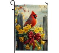 Bandiera da giardino cardinale primaverile ed estate, decorazione floreale per esterni, bandiera da giardino con uccelli rossi su entrambi i lati, per feste di vacanza, decorazione per prato, 30,5 x