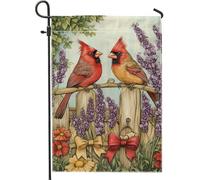 Bandiera da giardino cardinale primaverile ed estiva, con uccelli rossi, decorazione floreale per la casa e il giardino, decorazione da giardino su entrambi i lati, per vacanze e feste, 30,5 x 45,7 cm