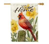 Bandiera da giardino cardinale primaverile estiva, fiore di narciso giallo, decorazione per la casa e il giardino, bandiera da giardino in iuta su entrambi i lati, decorazione per esterni, 71 x 101 cm