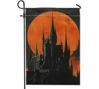 Bandiera da giardino castello infestato di Halloween, decorazione esterna gotica spaventosa, bandiera cortile bifacciale, decorazione stagionale del prato di vacanza, 30,5 x 45,7 cm