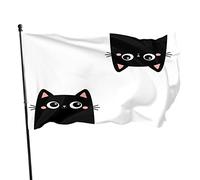 Bandiera Da Giardino Cat Black Two Kitten Face Head Hanging Upside Funny Animal Bandiere Decorative Durevole Bandiera Da Cortile Premium Garden Flag Per Esterno Festival Celebrazioni 90X152CM