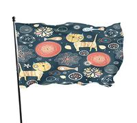 Bandiera Da Giardino Cat Cute Cartoon Flower Fish Cats Leaves Doodle Polka Dot Bandiera Da Cortile Antivento Bandiere Decorative Premium Garden Flag Per Festival Celebrazioni Esterno 90X152CM