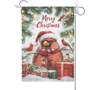 Bandiera Da Giardino Christmas Funny Cardinal,Merry Xmas Winter Bandiere Decorative Durevole Bandiera Da Cortile Colore Vivido Garden Flag Per Feste Celebrazioni Festival 30X45CM