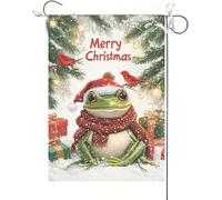Bandiera Da Giardino Christmas Funny Frog,Merry Xmas Winter Bandiera Verticale Durevole Bandiere Decorative Colore Vivido Bandiera Da Cortile Per Celebrazioni Festival Feste 30X45CM