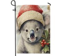 Bandiera Da Giardino Christmas Koala Holly Jolly Animal Cute Hat Gary Garden Flag Resistente Al Sole Bandiere Decorative Verticale Bandiera Da Cortile Per Esterno Feste Festival 30X45CM