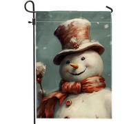 Bandiera Da Giardino Christmas Snowman Retro Hat Holly Snowfall Cute Gray Bandiere Decorative Colore Vivido Bandiera Da Cortile Resistente Al Sole Garden Flag Per Esterno Feste Festival 30X45CM