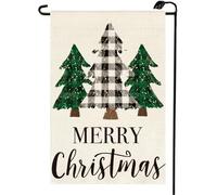Bandiera da giardino Christmas Trees Buffalo Plaid Merry Xmas Winter