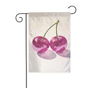 Bandiera da giardino "Ciliege rosa" 12x18 verticale, bifacciale, decorazione per esterni per le vacanze in stile fattoria