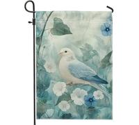 Bandiera da giardino colomba blu primavera estate elegante banner floreale per decorazione domestica bandiera decorativa in tela doppia faccia per la decorazione del prato all'aperto 12 x