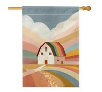 Bandiera da giardino colorata a forma di fienile, striscione per decorazione della casa, arcobaleno pastello, bandiera da cortile in tessuto double face, per decorazione all'aperto primavera estate 71