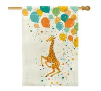Bandiera da giardino colorata a forma di giraffa, giraffa, colore giallo brillante e arancione, banner double face in juta per festa di compleanno, decorazione per prato primaverile ed estivo, 71,1 x