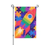 Bandiera da giardino colorata a puzzle, 70 x 102 cm, double-face, decorativa, in poliestere, resistente alle intemperie, per prato, patio, balcone, cortile, decorazione per la casa