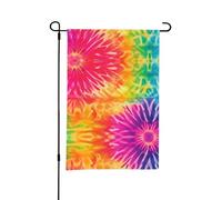 Bandiera da giardino colorata arcobaleno tie-dye, piccole bandiere bifacciali per cortile, adatte per esterni o per decorazioni da giardino, patio, 18x12 pollici
