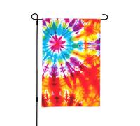 Bandiera da giardino colorata arcobaleno tie-dye, piccole bandiere bifacciali per cortile, adatte per esterni o per decorazioni da giardino, patio, 18x12 pollici